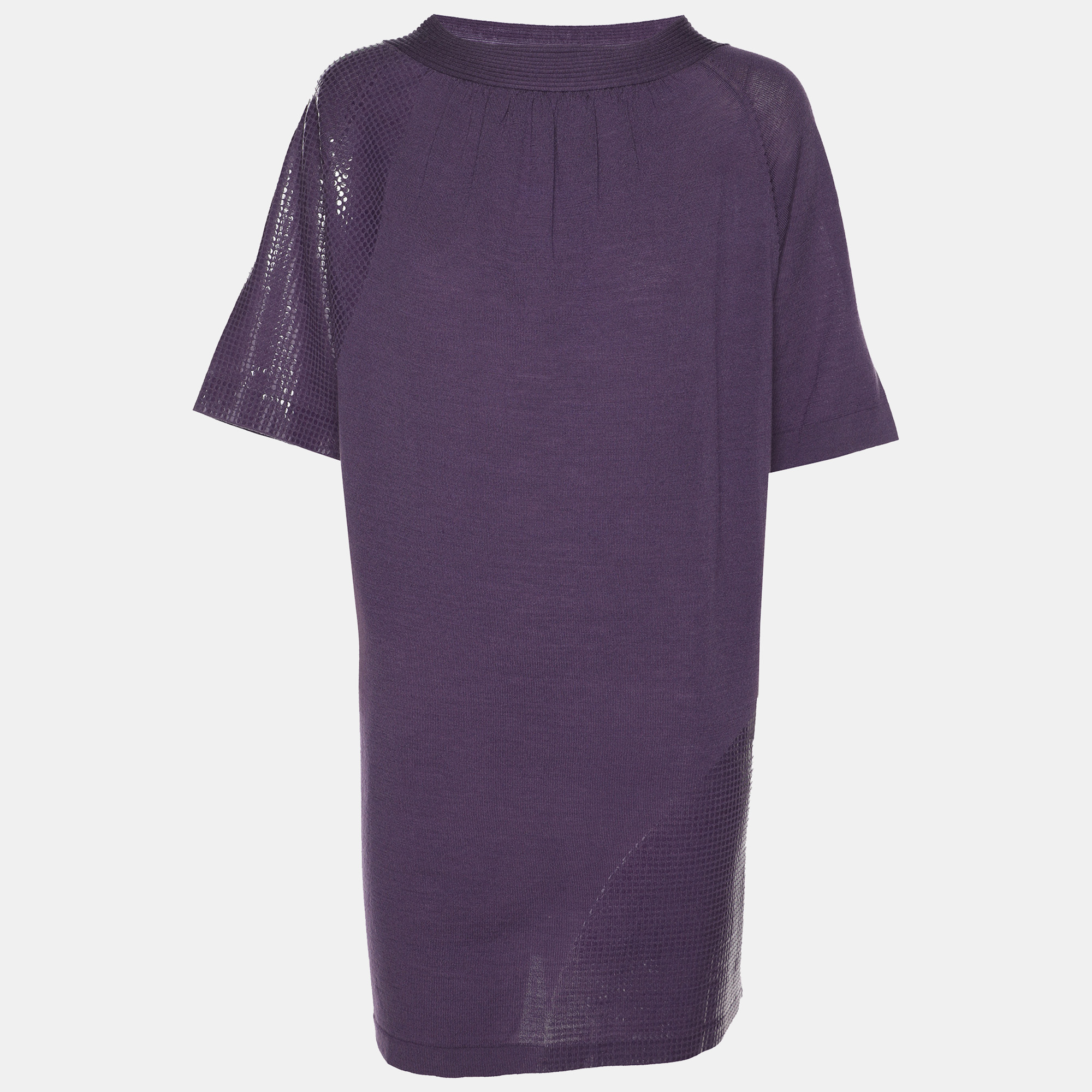 marina rinaldi purple stretch knit sequin neck tie tops l