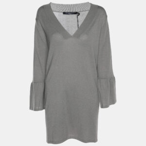 luxury-women-marina-rinaldi-new-clothes-p1186345-001.jpg marina sport by marina rinaldi grey stretch knit long sleeve v neck shirt l