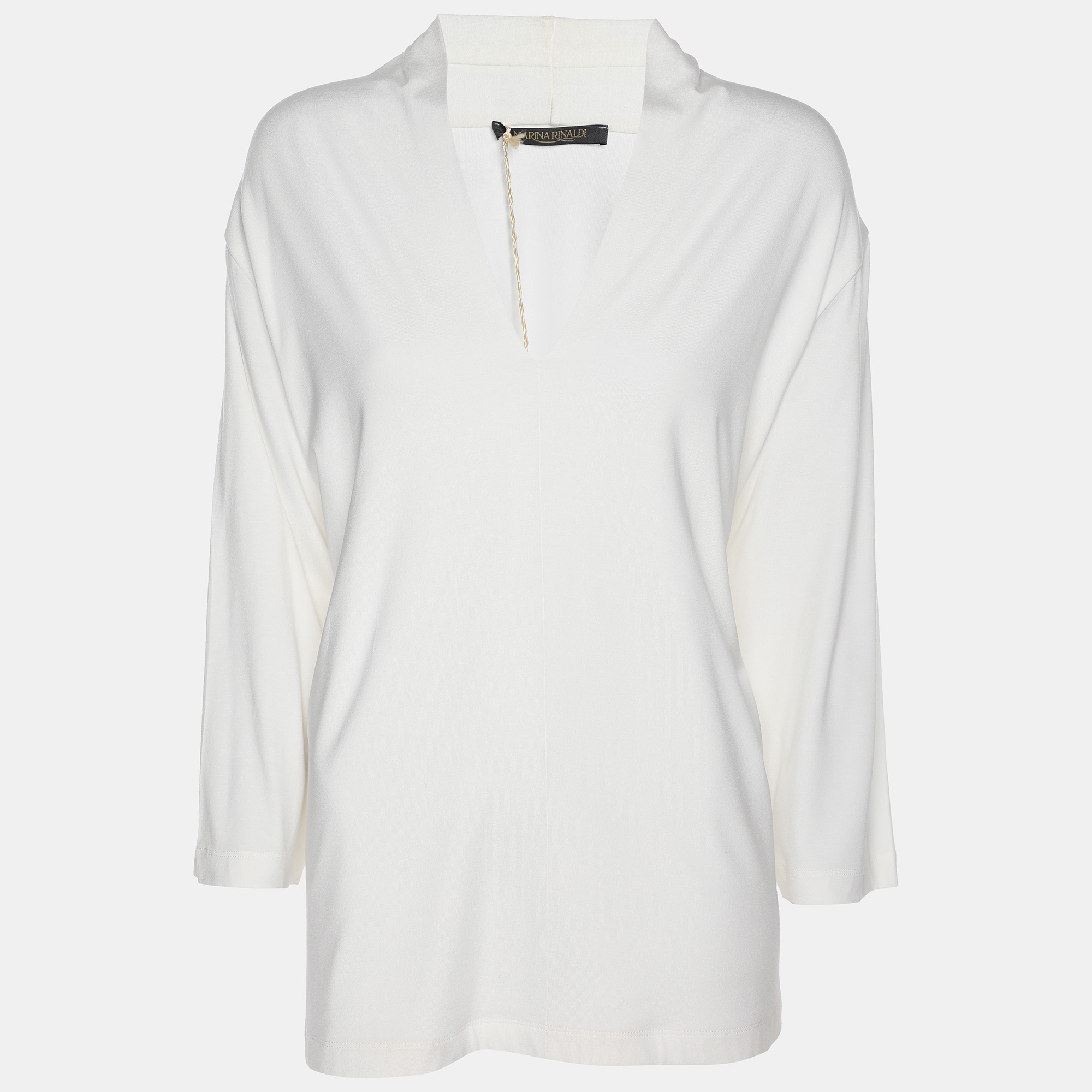 marina rinaldi cream jersey v neck tops l