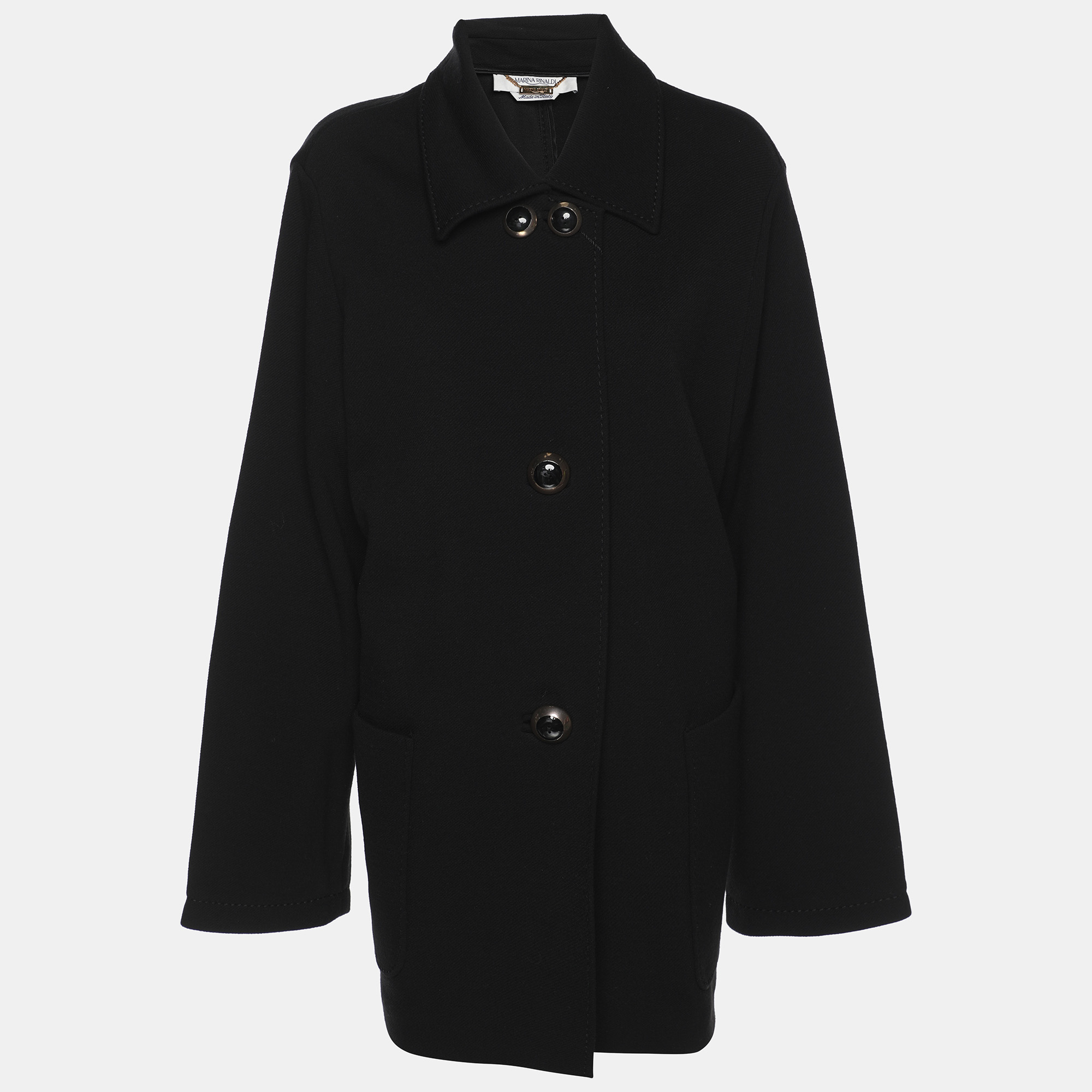 marina rinaldi black jersey single breasted jacket m