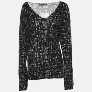 luxury-women-marina-rinaldi-new-clothes-p1186390-002-2.jpg marina rinaldi black/off white stretch knit scoop neck sweater l