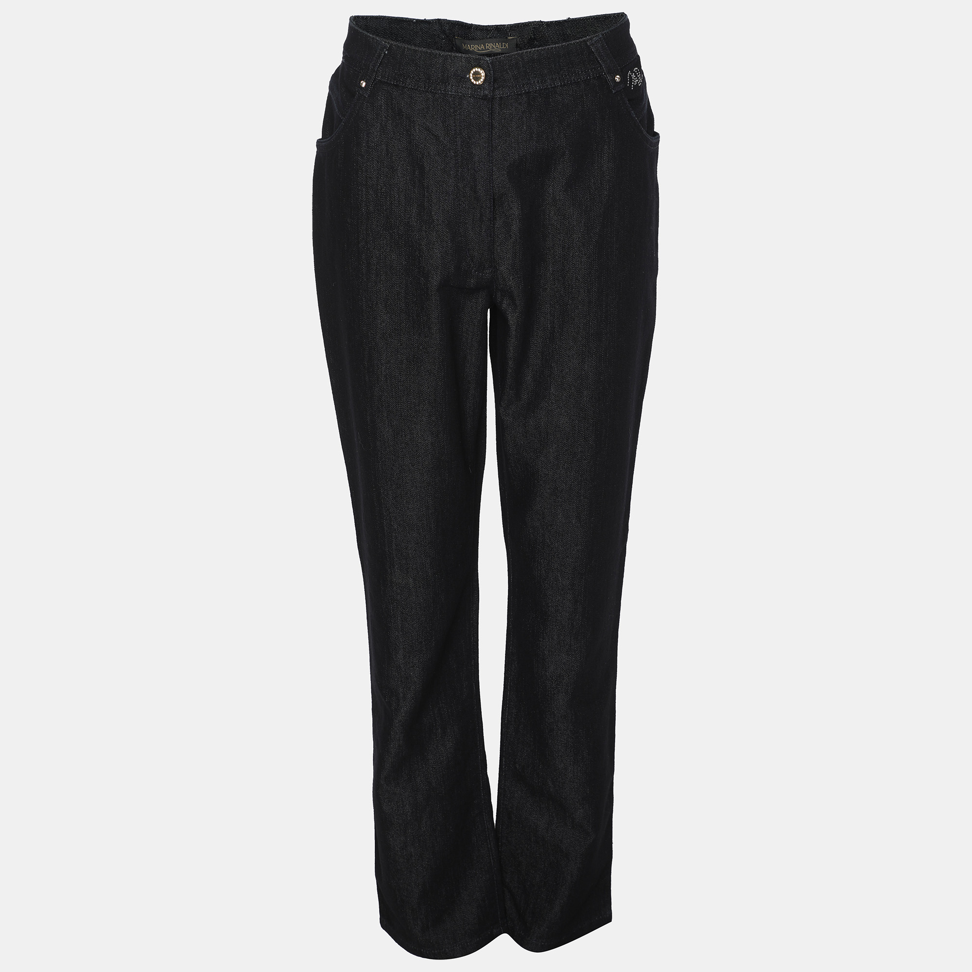 marina rinaldi blue denim crystal embellished jeans xl