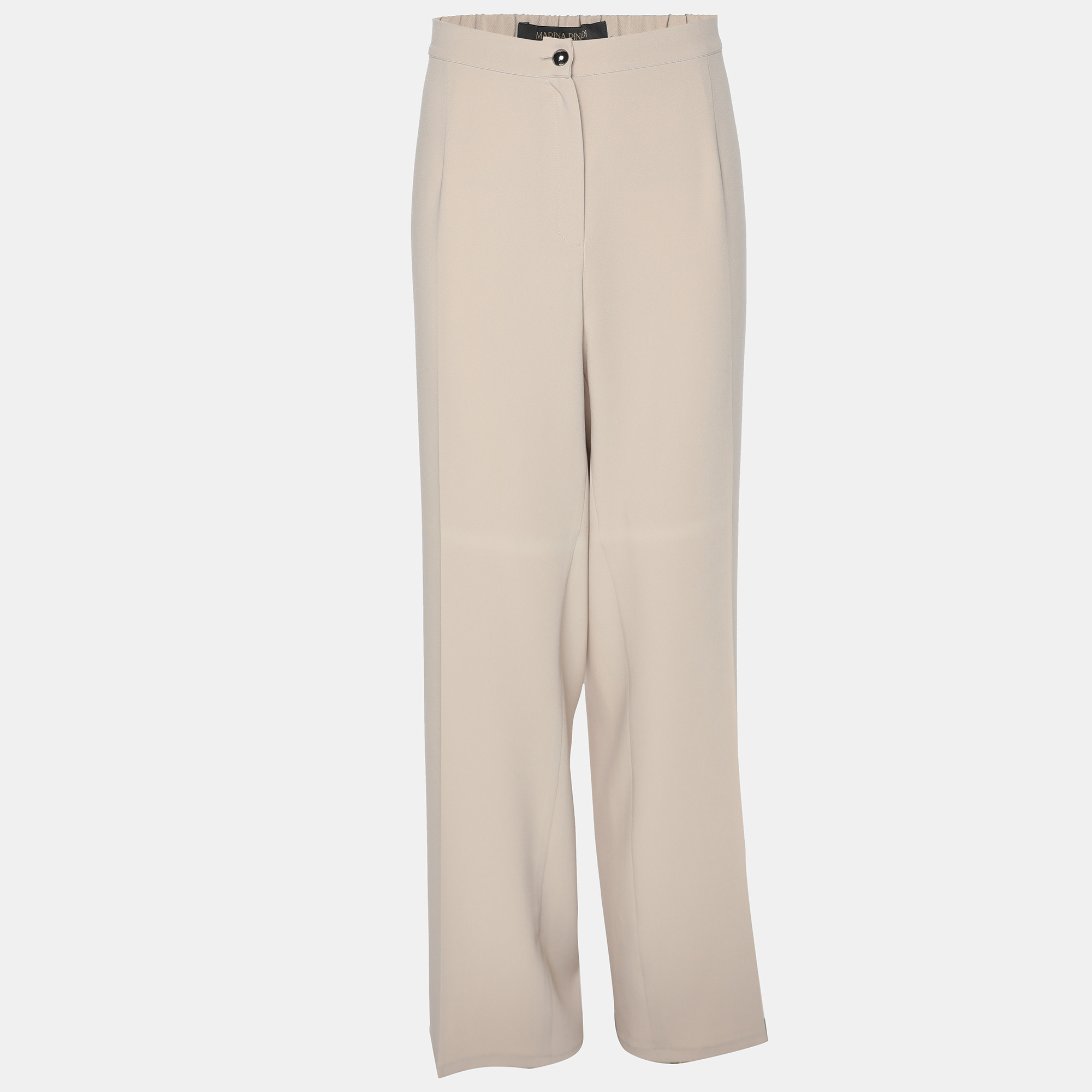 marina rinaldi beige crepe trousers l
