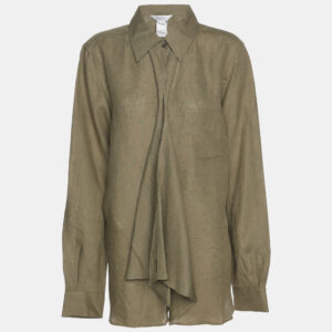max mara green linen long sleeve shirt xl