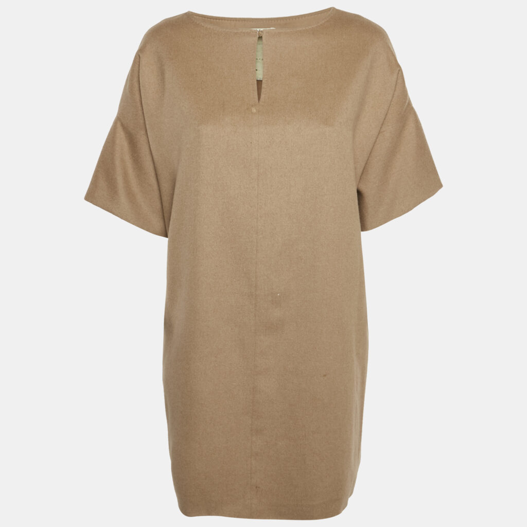luxury-women-max-mara-used-clothes-p1144782-003.jpg Max Mara Brown Camel Hair Mini Dress M