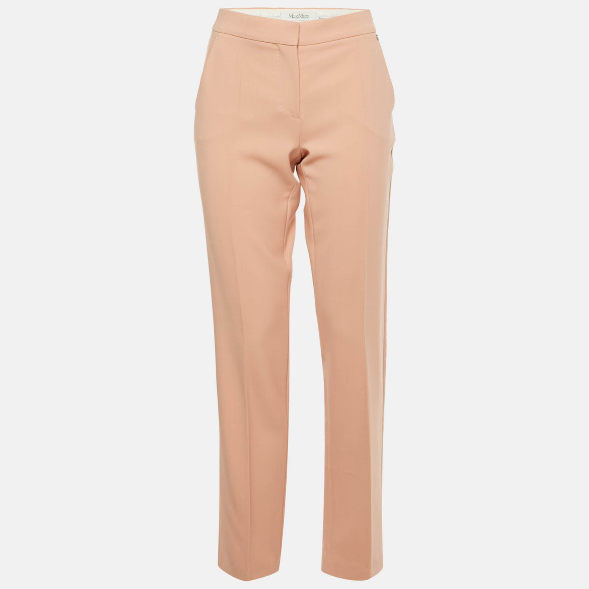 max mara pink wool tailored trousers m