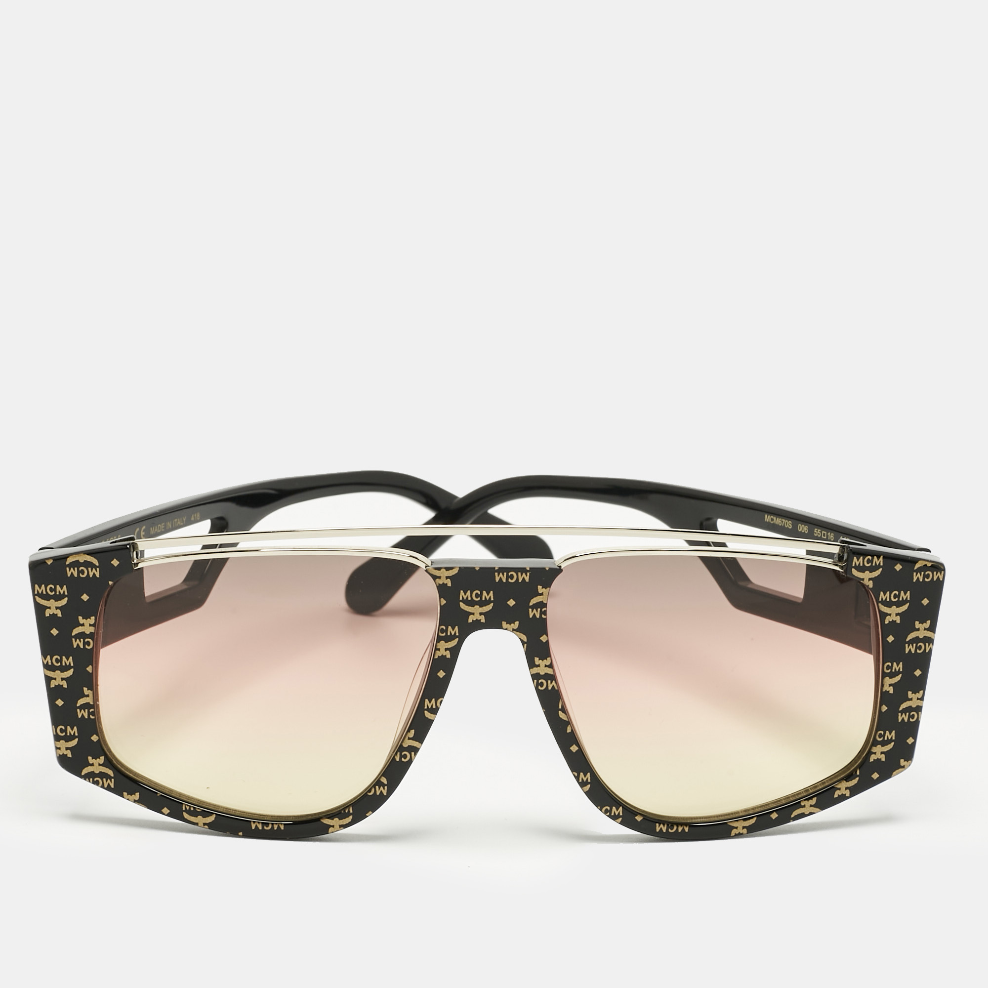 mcm brown/pink gradient mcm670s half rim square sunglasses