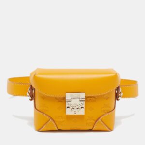 mcm mustard visetos leather berlin convertible belt bag