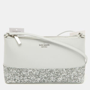kate spade grey glitter and leather ramey greta court crossbody bag