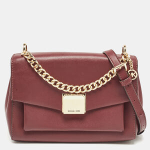 michael kors burgundy leather small lita shoulder bag