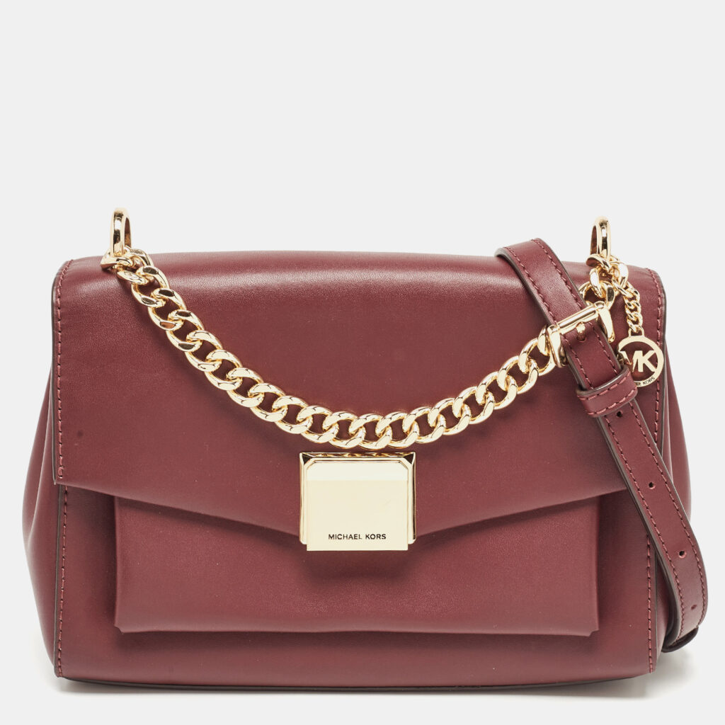 luxury-women-michael-kors-used-handbags-p1107056-014-1.jpg Michael Kors Burgundy Leather Small Lita Shoulder Bag