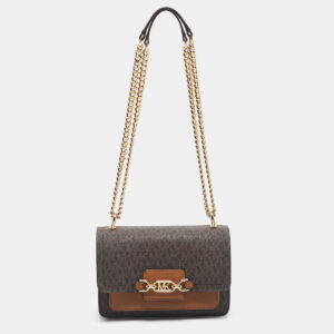 michael kors brown signature coated canvas and leather extra small heather shoulder bag
