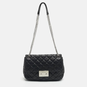 micheal kors black quilted leather large sloan shoulder bag