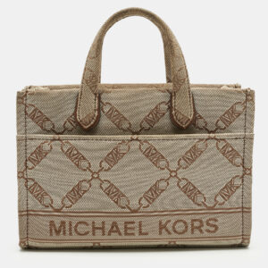 luxury-women-michael-kors-used-handbags-p1210292-016.jpg michael kors beige empire logo jacquard canvas small gigi tote