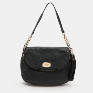michael michael kors black leather bedford tassel crossbody bag