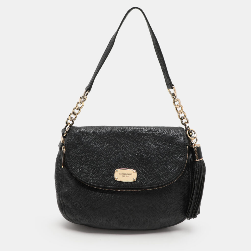 luxury-women-michael-michael-kors-used-handbags-p1112856-001.jpg MICHAEL Michael Kors Black Leather Bedford Tassel Crossbody Bag
