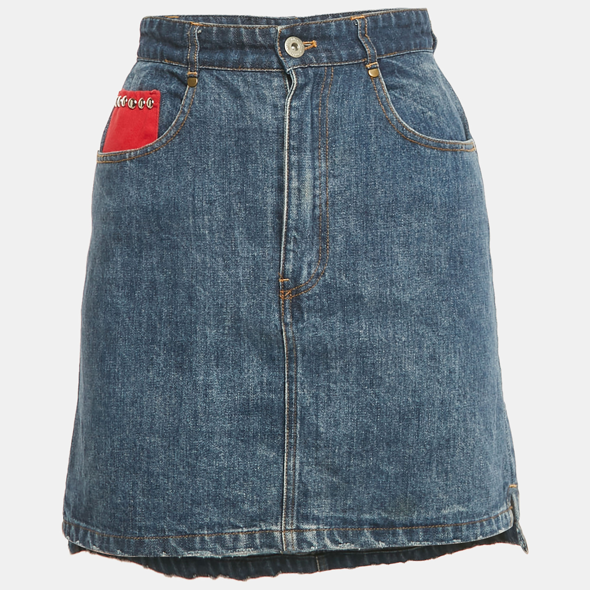 miu miu blue denim distressed mini skirt s