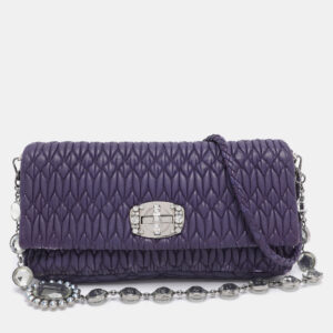 miu miu purple matelasse leather crystal embellished shoulder bag