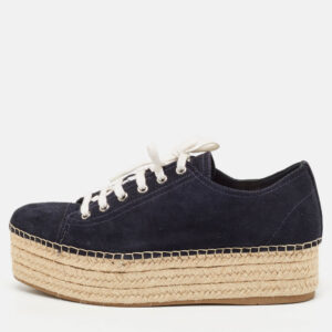 miu miu navy blue suede espadrille platform espadrille sneakers size 39