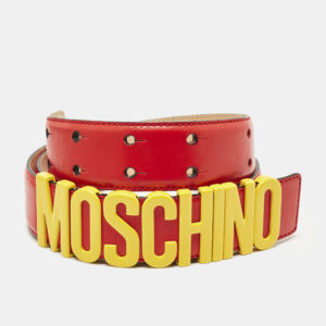 moschino red leather classic logo belt 95 cm