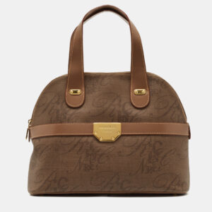 nina ricci beige printed coated canvas dome satchel