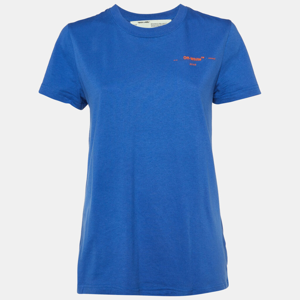 luxury-women-off-white-used-clothes-p1092290-003.jpg Off-White Blue Coral Embroidered Cotton Crew Neck T-Shirt XS