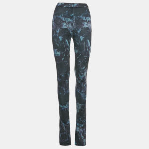 off-white black abstract print jersey flared leggings s