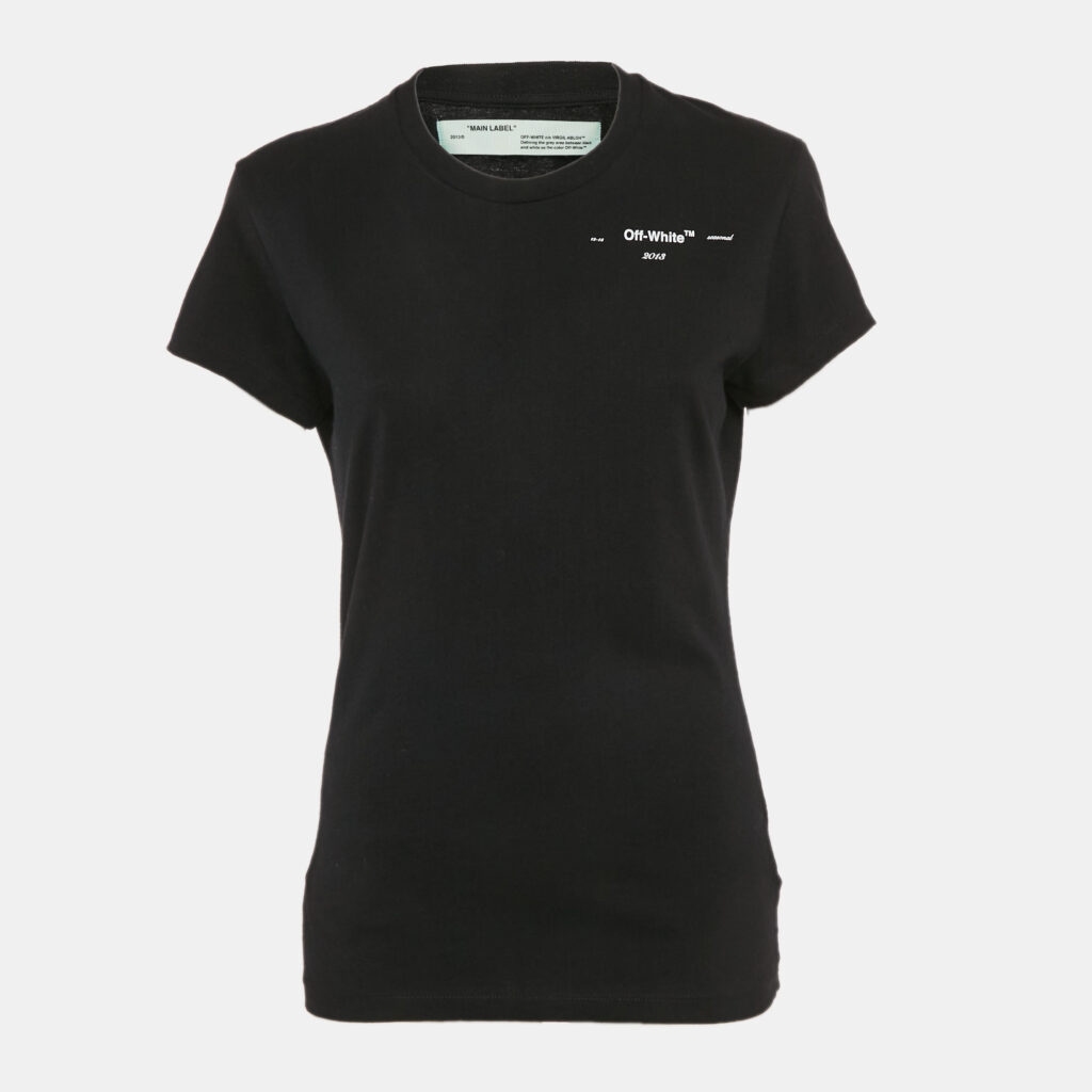 Off-White Black Print Cotton Jersey Crew Neck T-Shirt S