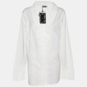 luxury-women-perte-by-krizia-new-clothes-p1186375-001.jpg perte by krizia white cotton blend ruffle front long sleeve shirt l