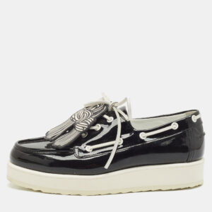pierre hardy black patent leather loafers size 38