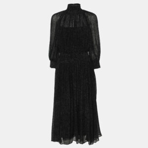 luxury-women-prada-used-clothes-p1171930-001.jpg prada black polka dotted velvet silk midi dress s