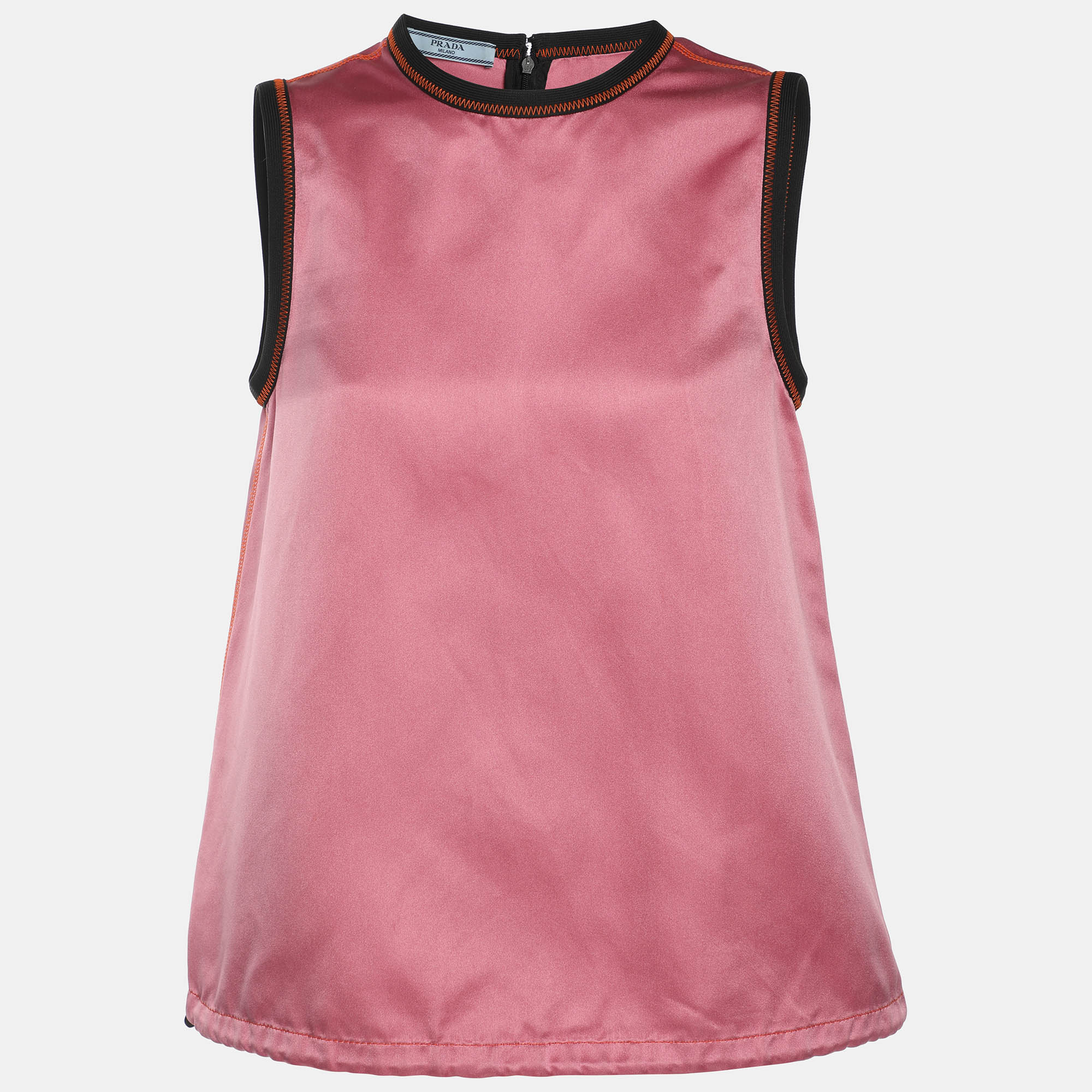 prada pink satin sleeveless tops s