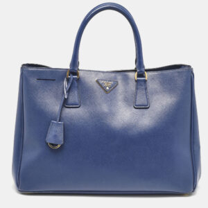 prada blue saffiano lux leather large gardener's tote
