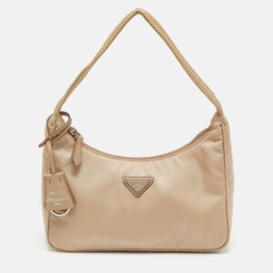 prada beige nylon re-edition 2000 shoulder bag
