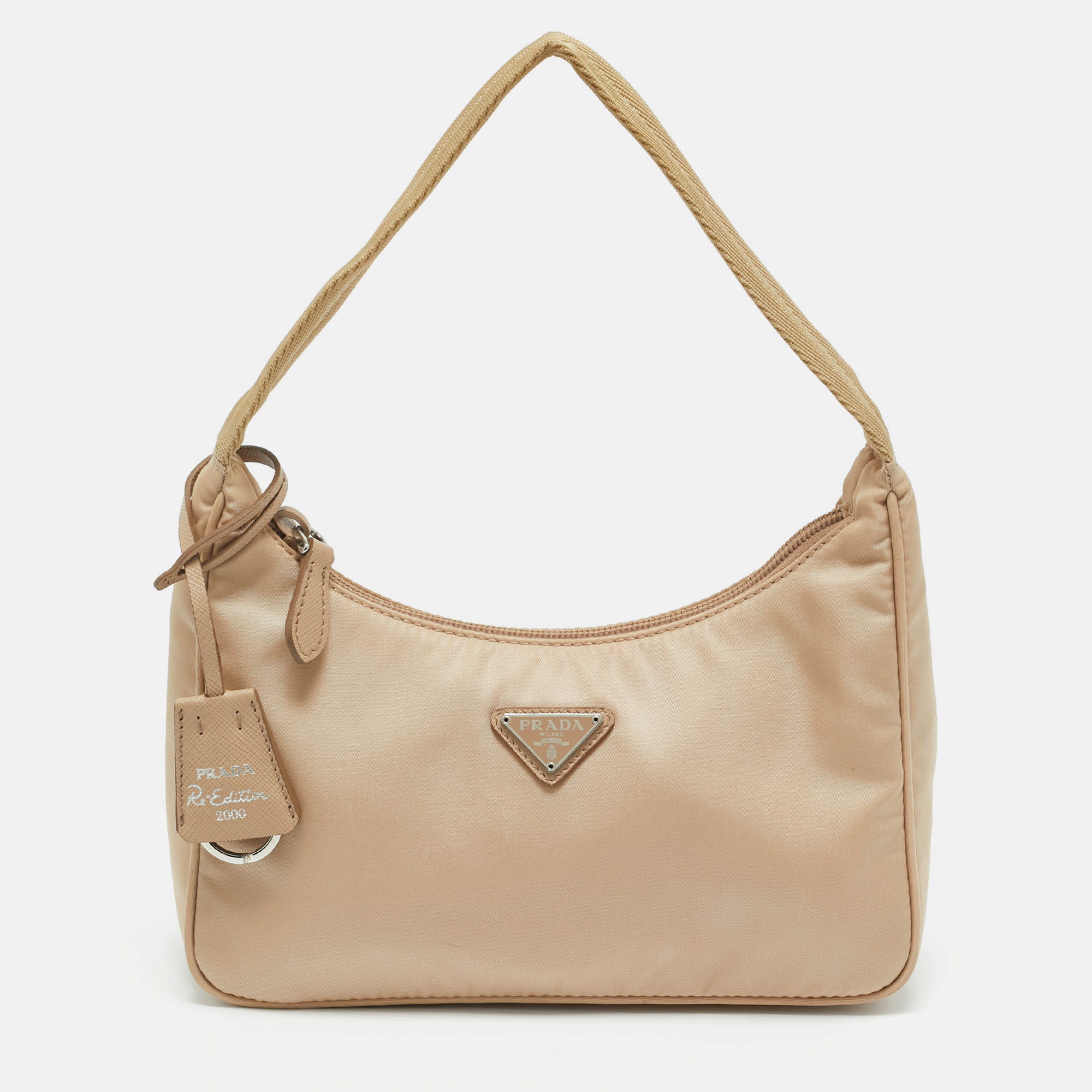 prada beige nylon re-edition 2000 shoulder bag