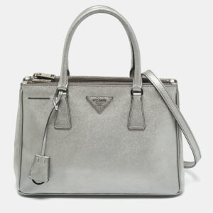 luxury-women-prada-used-handbags-p1202413-002.jpg prada metallic grey saffiano lux leather small galleria double zip tote