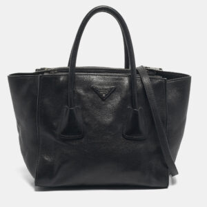 luxury-women-prada-used-handbags-p1208976-002.jpg prada black leather twin pocket double handle tote