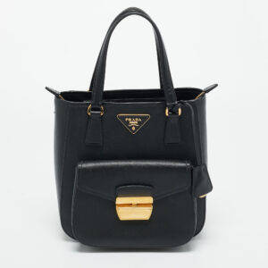 prada black saffiano leather metropolis tote