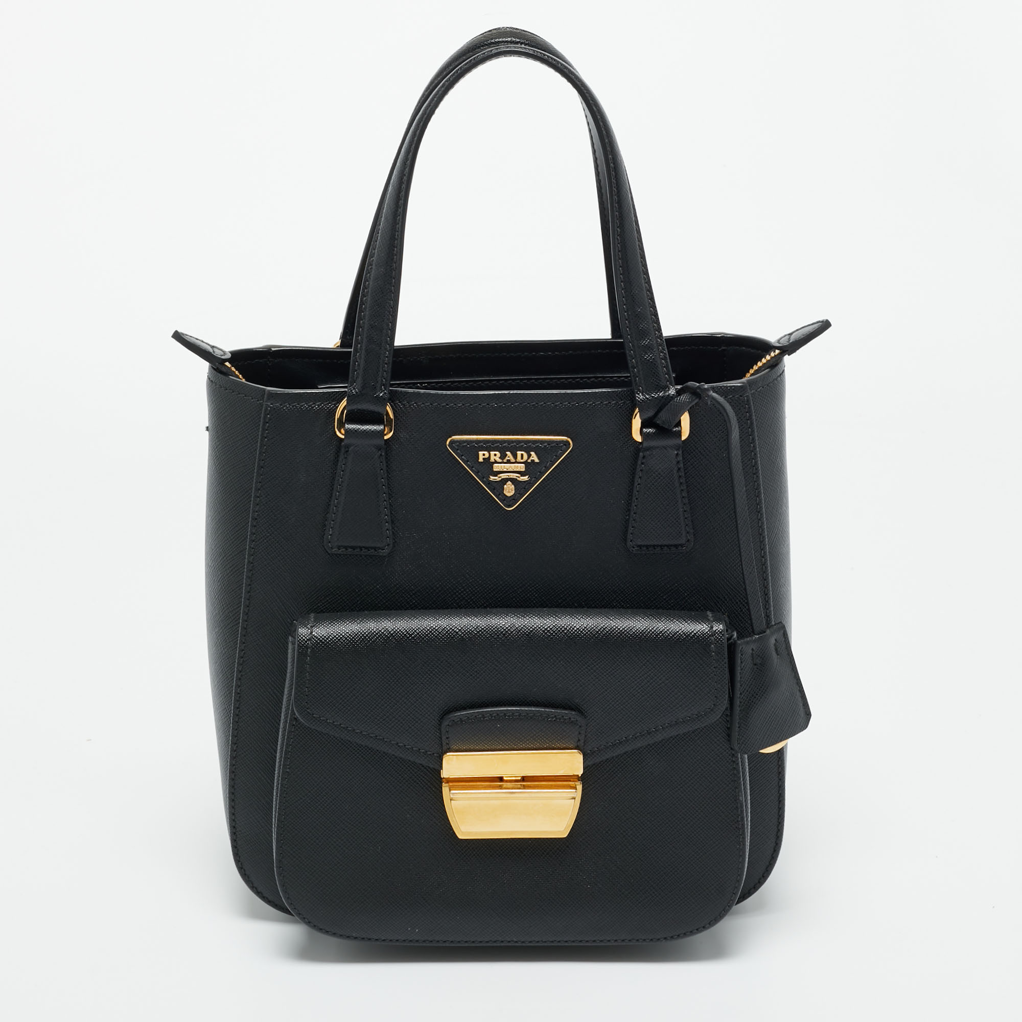 prada black saffiano leather metropolis tote