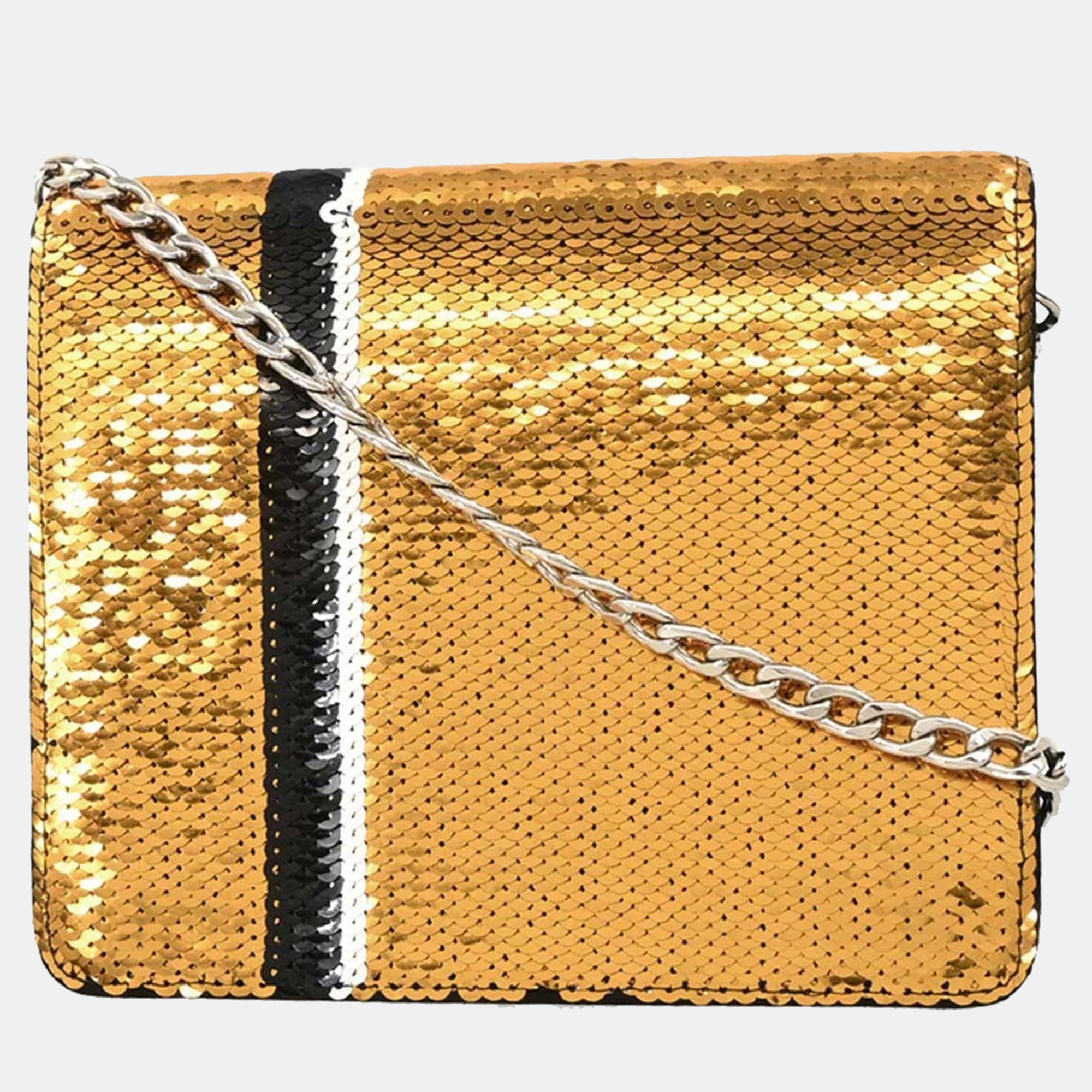 prada gold sequins satin shoulder bag