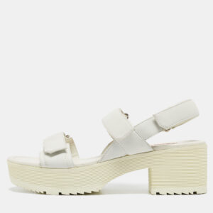 prada white leather slingback platform sandals size 38.5