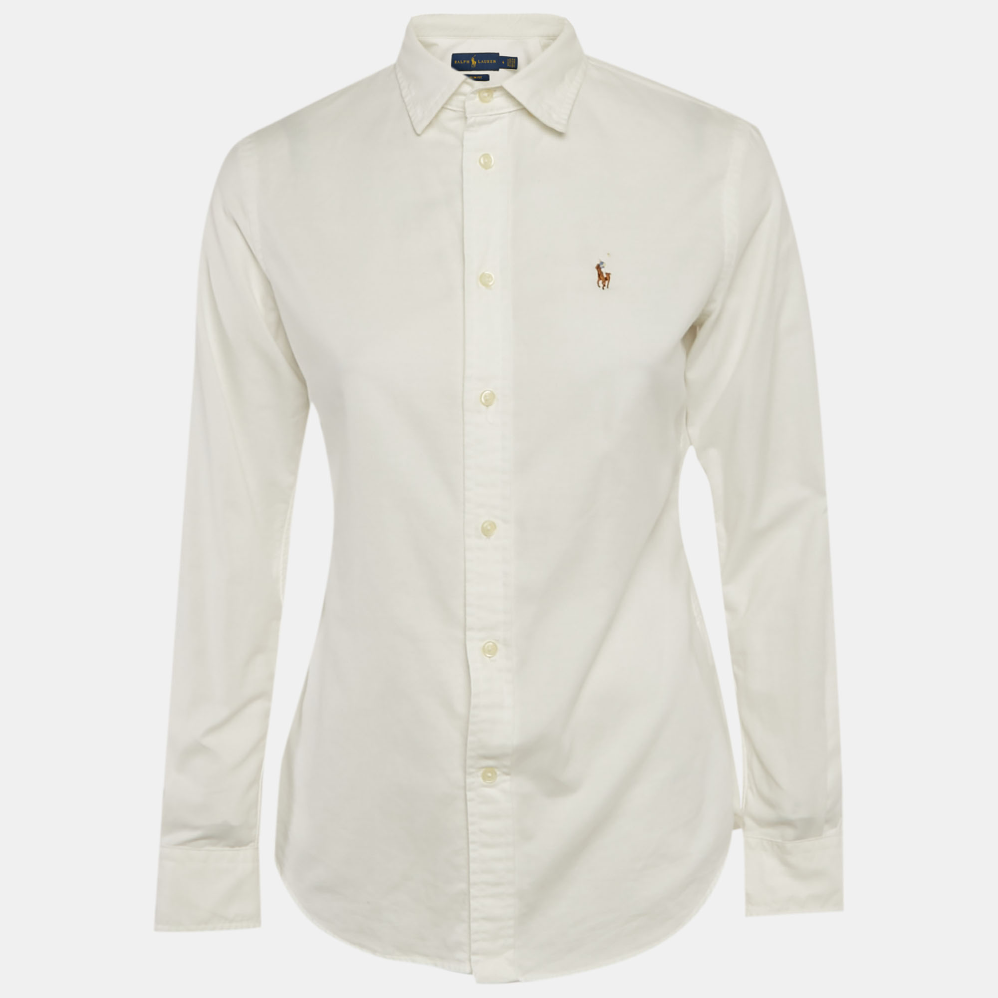 ralph lauren white logo embroidered cotton slim fit shirt s