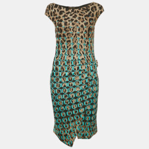 roberto cavalli brown printed jersey short dress s