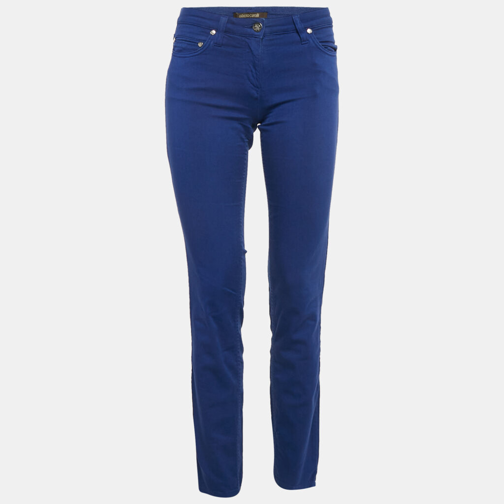 luxury-women-roberto-cavalli-used-clothes-p1106562-004-1.jpg Roberto Cavalli Navy Blue Embroidered Denim Jeans S Waist 26"