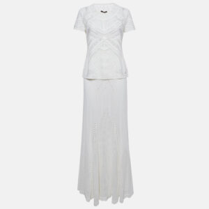 luxury-women-roberto-cavalli-used-clothes-p1181704-001.jpg roberto cavalli white perforated knit top & maxi skirt set m