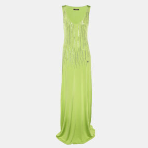 luxury-women-roberto-cavalli-used-clothes-p1209139-001.jpg roberto cavalli green stretch satin sequin embellished long dress m