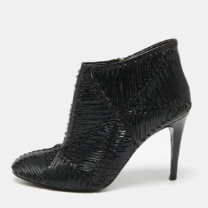 roberto cavalli black patent and leather ankle boots size 40