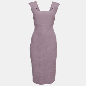 roland mouret purple textured knit sleeveless bodycon dress m