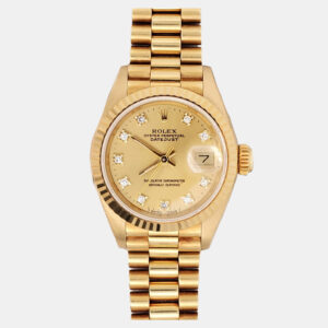 luxury-women-rolex-used-watches-p1200453-002.jpg rolex president datejust 69178 automatic champagne diamond 18k yellow gold women's wristwatch 26 mm
