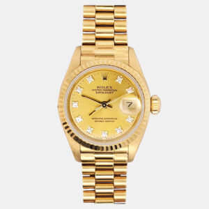 luxury-women-rolex-used-watches-p1200455-001-2.jpg rolex president datejust 69178 automatic champagne diamond 18k yellow gold women's wristwatch 26 mm